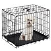 24/30 Inch Dog Crate, Black - Durable Metal Puppy Cage with Removable Tray, Collapsible Kennel for Small Medium Dogs, Easy Clean