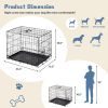 24/30 Inch Dog Crate, Black - Durable Metal Puppy Cage with Removable Tray, Collapsible Kennel for Small Medium Dogs, Easy Clean
